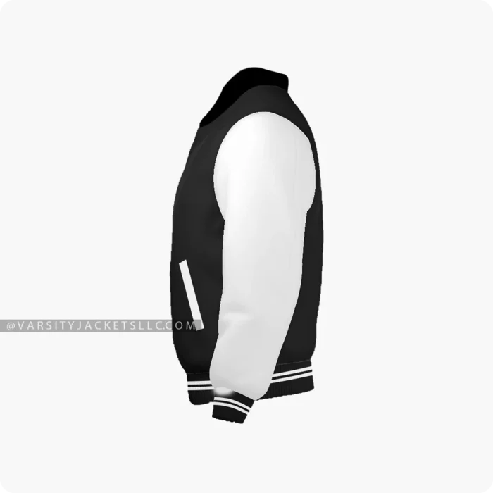 Black And White Kids Varsity Jacket, Byron Collar Left Side
