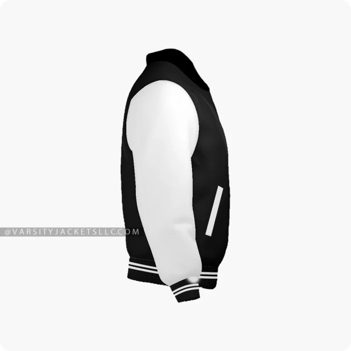 Black And White Kids Varsity Jacket, Byron Collar Right Side