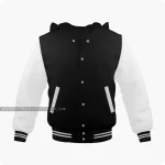 Black And White Kids Varsity Jacket Hoodie Front