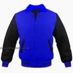 Blue And Black Varsity Jacket, Byron Collar Front