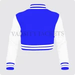 Blue And White Cropped Varsity Jacket For Women