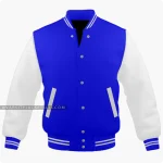Blue And White Varsity Jacket Front
