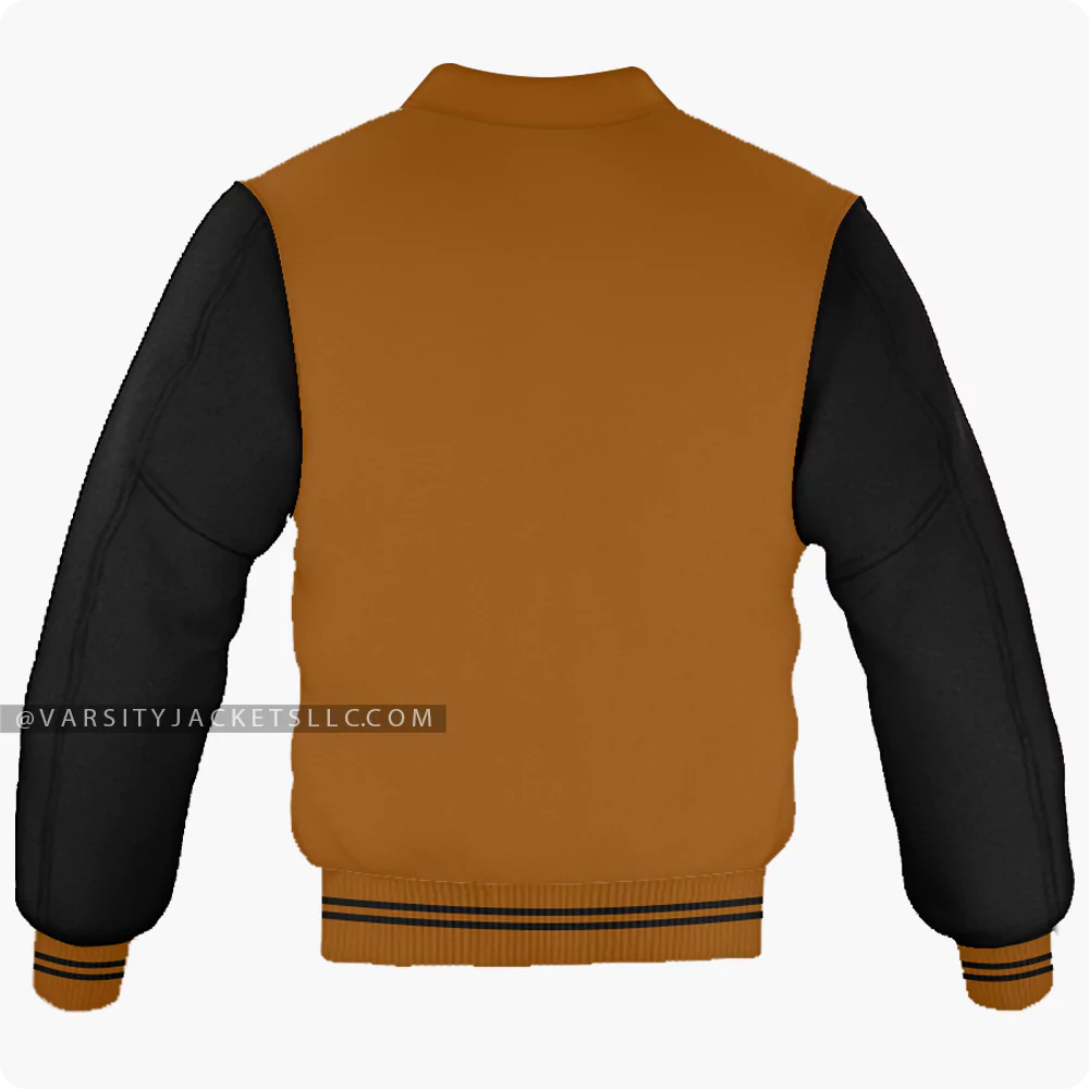 Brown And Black Varsity Jacket, Byron Collar Back