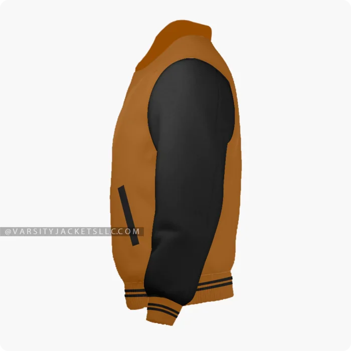Brown And Black Varsity Jacket, Byron Collar Left Side