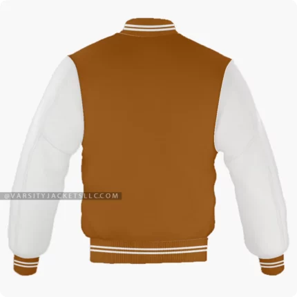 Brown And Off White Varsity Jacket Back
