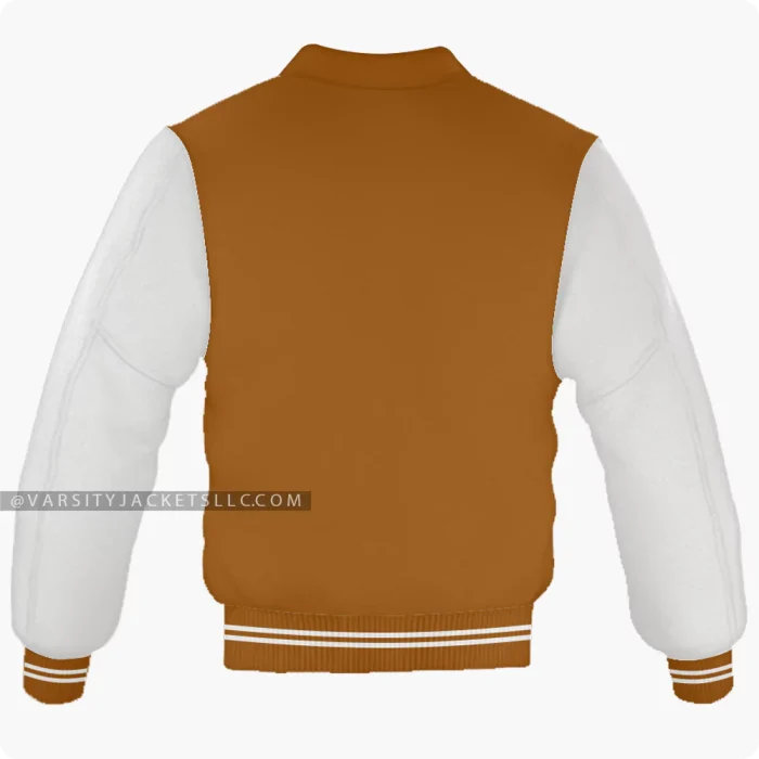 Brown And Off White Varsity Jacket, Byron Collar Back