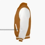 Brown And Off White Varsity Jacket, Byron Collar Left Side