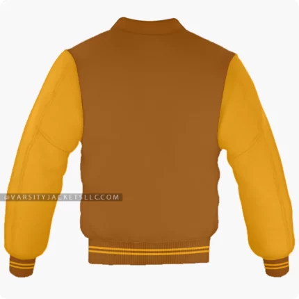 Brown And Orange Varsity Jacket, Byron Collar Back