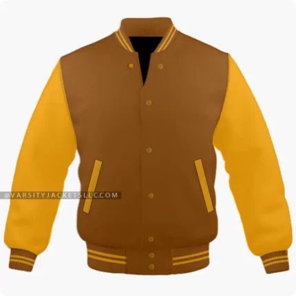 Brown And Orange Varsity Jacket Front