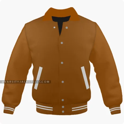Brown Varsity Jacket, Byron Collar Front