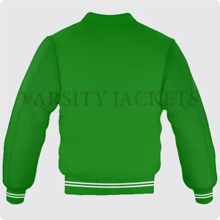 Green Varsity Jacket, Byron Collar For Men And Women Back