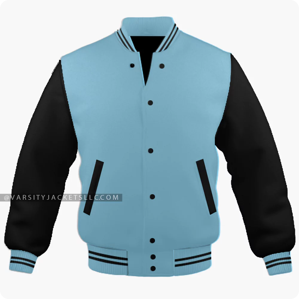 Light Blue And Black Varsity Jacket