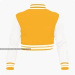 Orange And Off White Cropped Varsity Jacket For Women Back