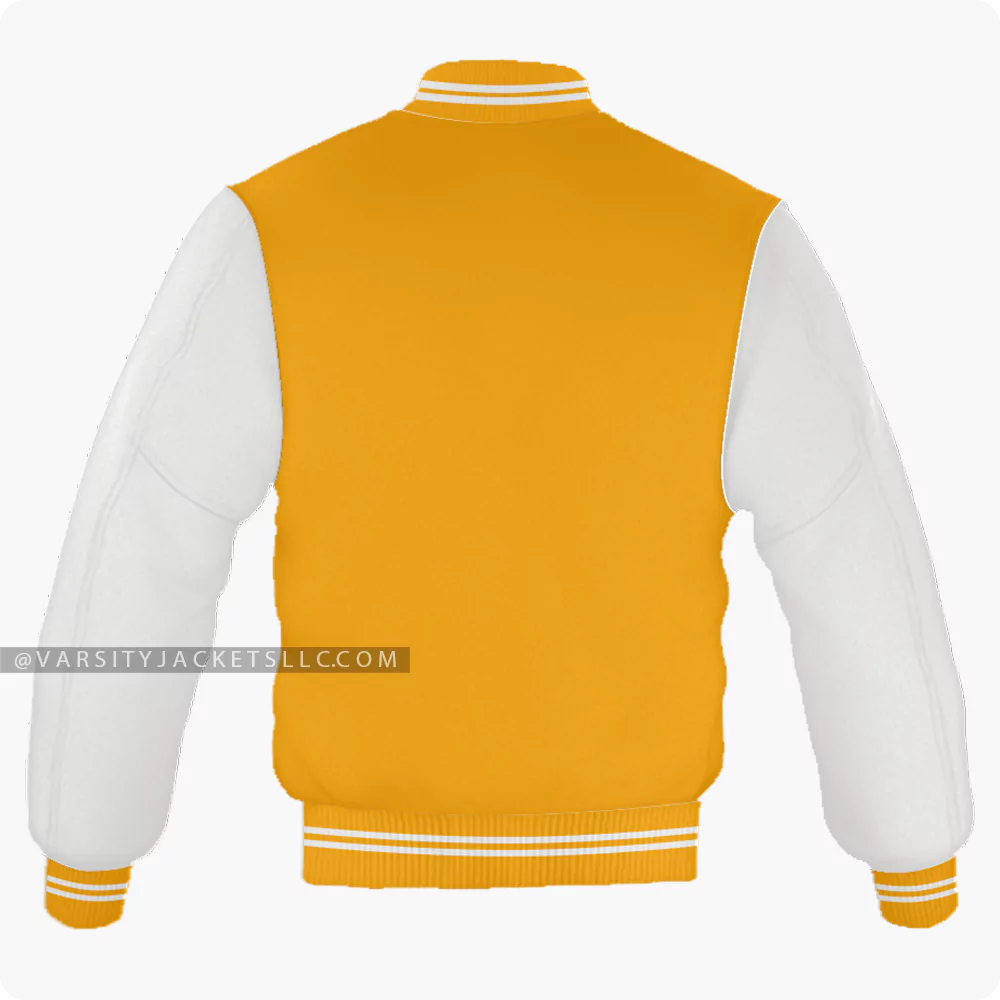 Orange And Off White Varsity Jacket Back