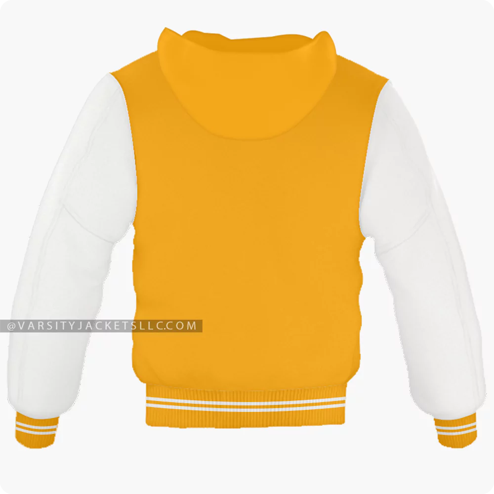 Orange And Off White Varsity Jacket Hoodie Back