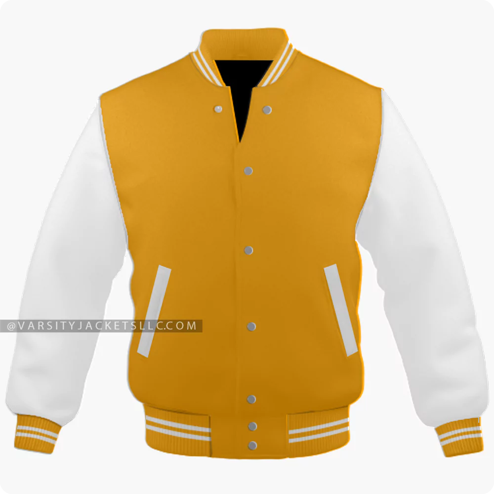 Orange And White Varsity Jacket Front