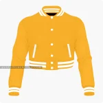 Orange Cropped Varsity Jacket For Women Front