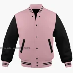 Pink And Black Varsity Jacket Front