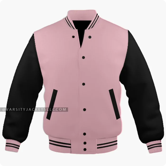 Pink And Black Varsity Jacket Front