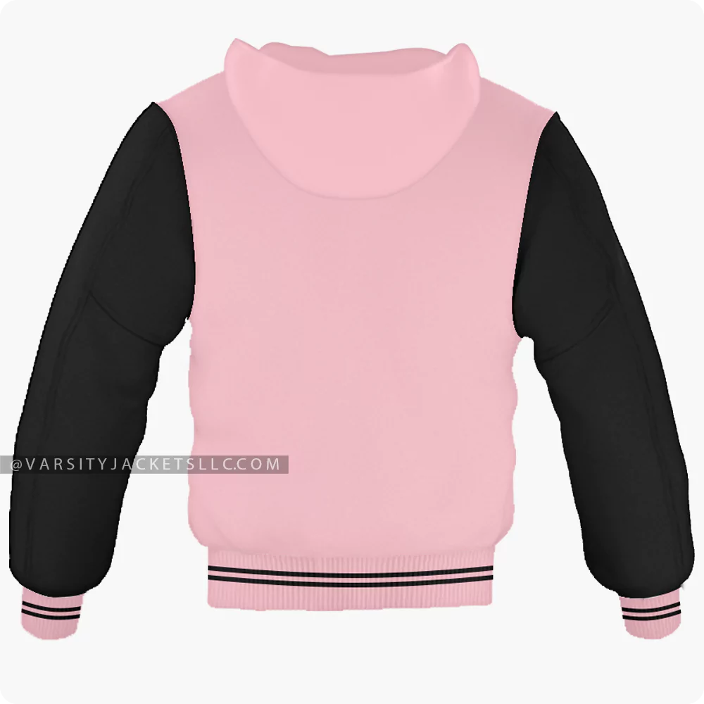 Pink And Black Varsity Jacket Hoodie Back