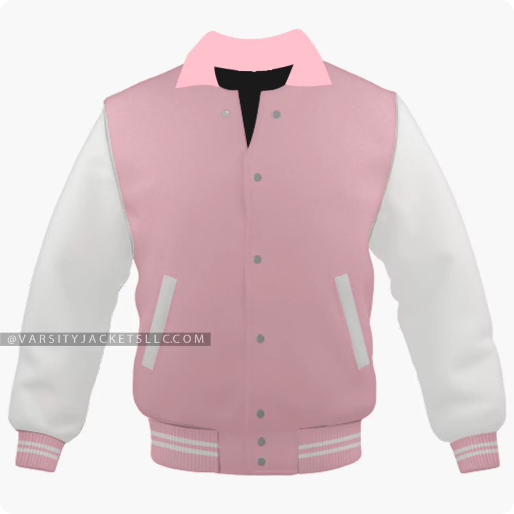 Pink And Off White Varsity Jacket, Byron Collar