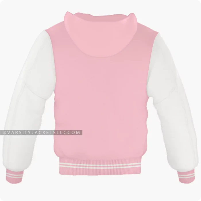 Pink And Off White Varsity Jacket Hoodie Back