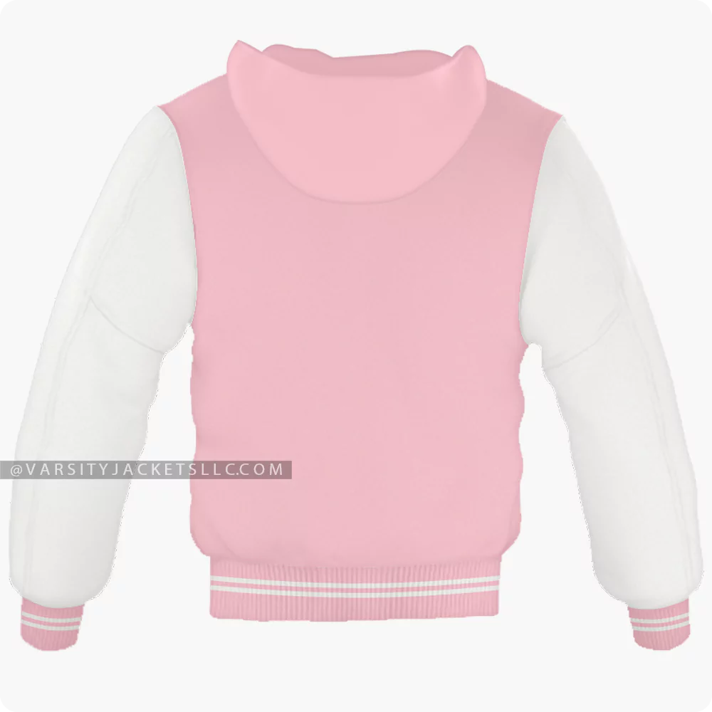 Pink And Off White Varsity Jacket Hoodie Back