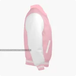 Pink And White Varsity Jacket, Byron Collar Right Side