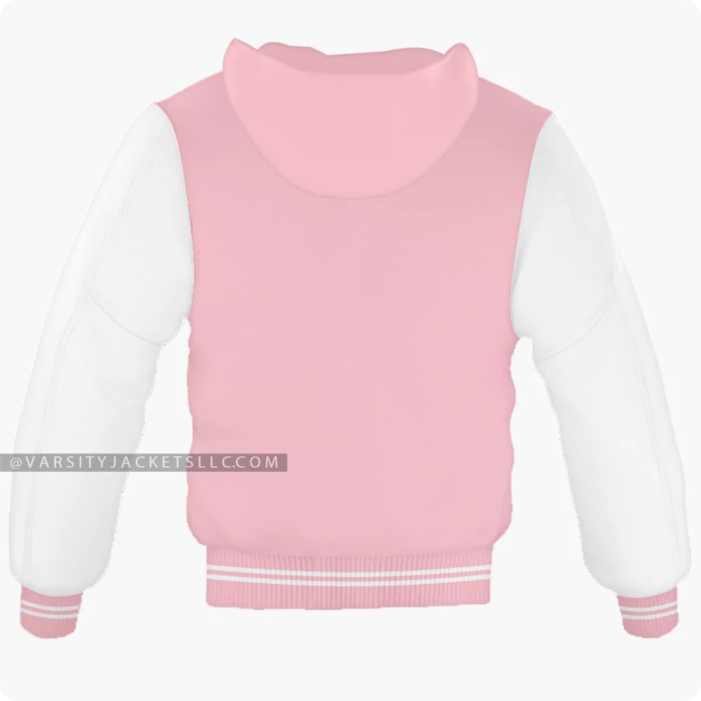 Pink And White Varsity Jacket Hoodie Back