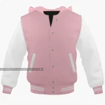 Pink And White Varsity Jacket Hoodie Front
