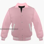 Pink Varsity Jacket, Byron Collar Front