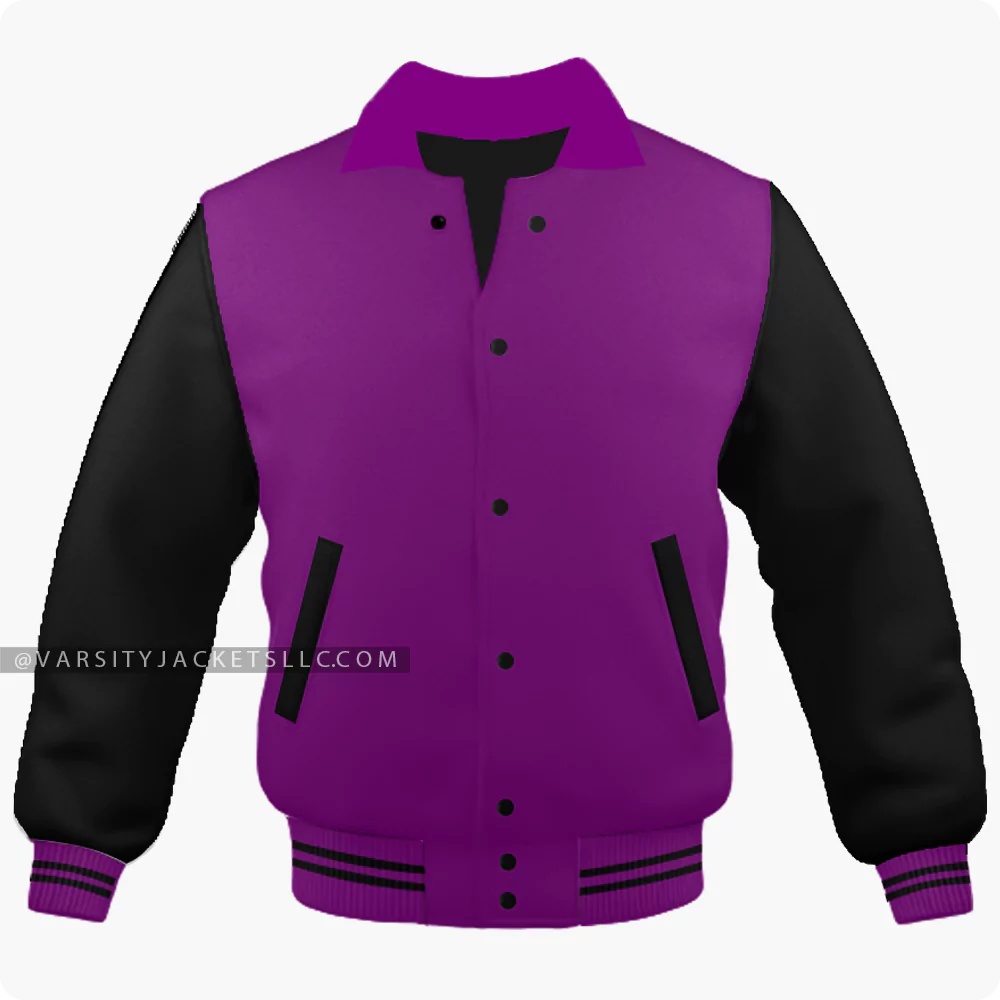 Purple And Black Varsity Jacket, Byron Collar Front