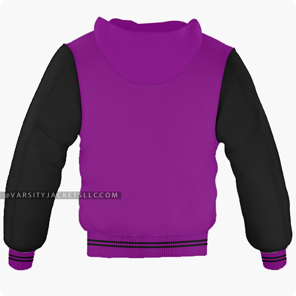 Purple And Black Varsity Jacket Hoodie Back
