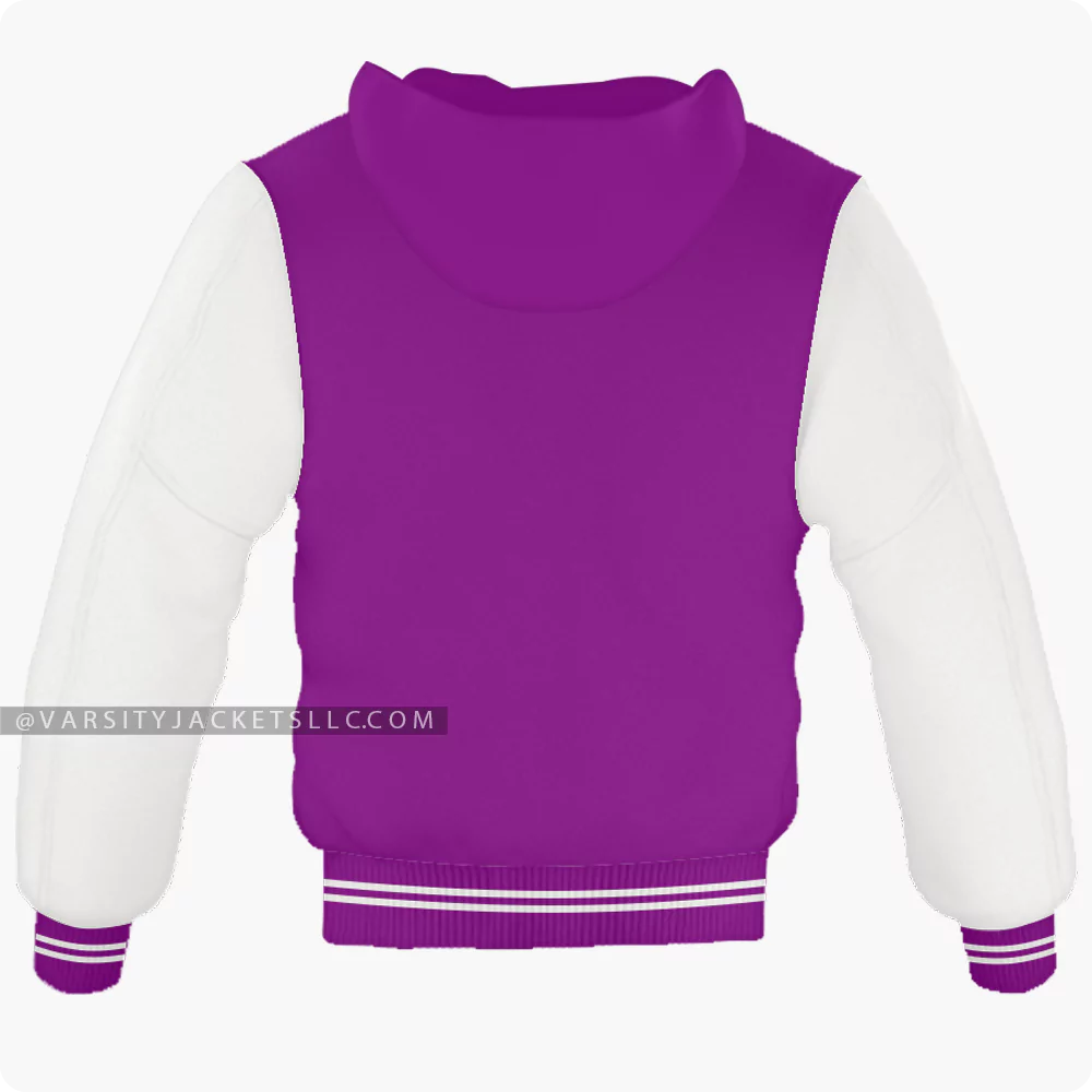 Purple And Off White Varsity Jacket Hoodie Back