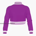 Purple Cropped Varsity Jacket For Women Back