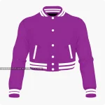 Purple Cropped Varsity Jacket For Women Front