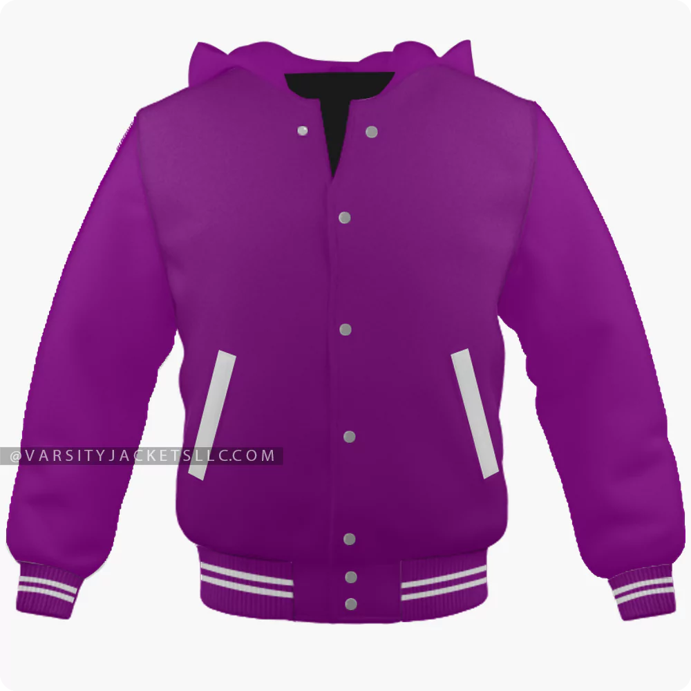Purple Varsity Jacket Hoodie Front