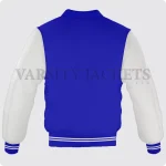 Royal Blue And Off White Varsity Jacket, Byron Collar For Men And Women Back