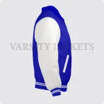 Royal Blue And Off White Varsity Jacket, Byron Collar For Men And Women Righth Side
