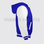 Royal Blue And Off White Varsity Jacket Hoodie For Men And Women Right Side