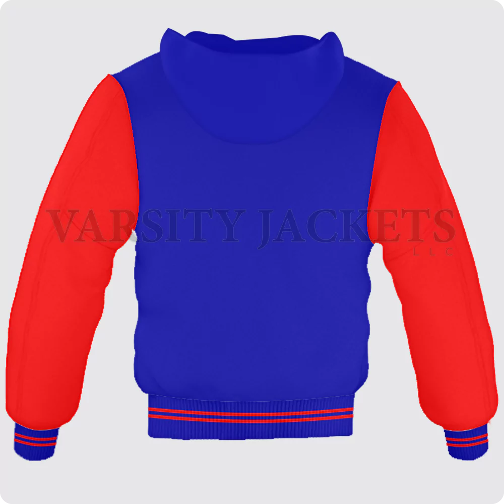 Royal Blue And Red Varsity Jacket Hoodie For Men And Women Back