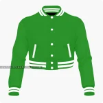 Women Green Cropped Varsity Jacket Front