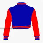 Women Royal Blue And Red Varsity Jacket Back
