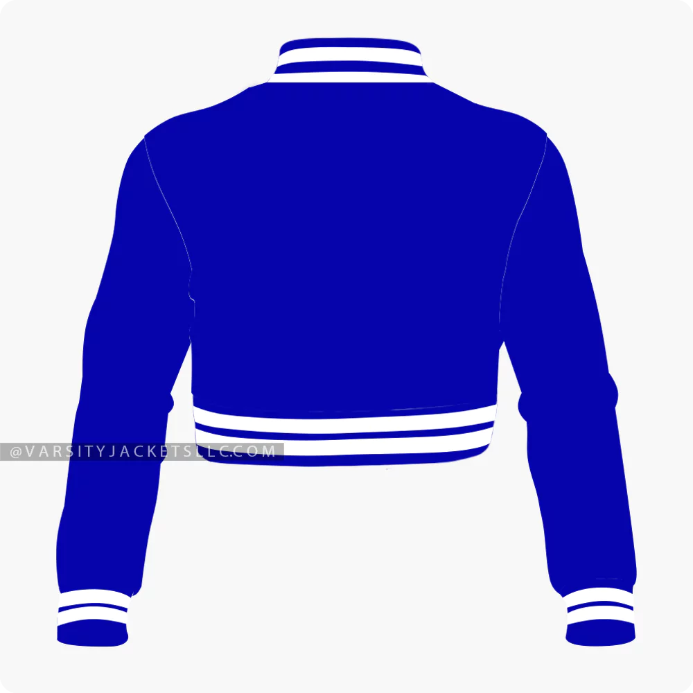 Women Royal Blue Varsity Jacket Back