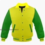 Yellow And Green Varsity Jacket, Byron Collar Front