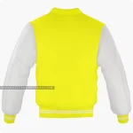 Yellow And Off White Varsity Jacket, Byron Collar Back