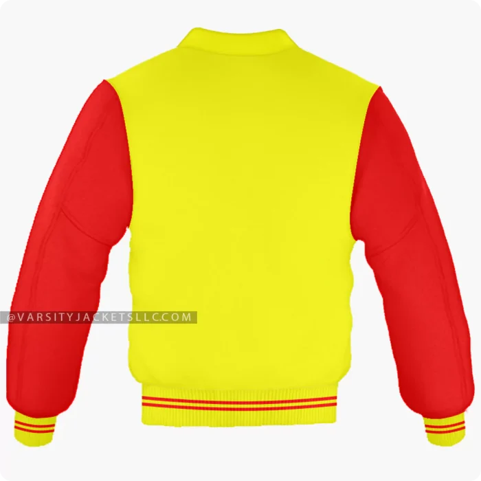 Yellow And Red Varsity Jacket, Byron Collar Back
