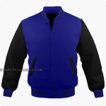 Navy Blue And Black Varsity Jacket Front