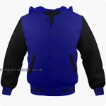 Navy Blue And Black Varsity Jacket Hoodie Front