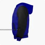 Navy Blue And Black Varsity Jacket Hoodie Left Side